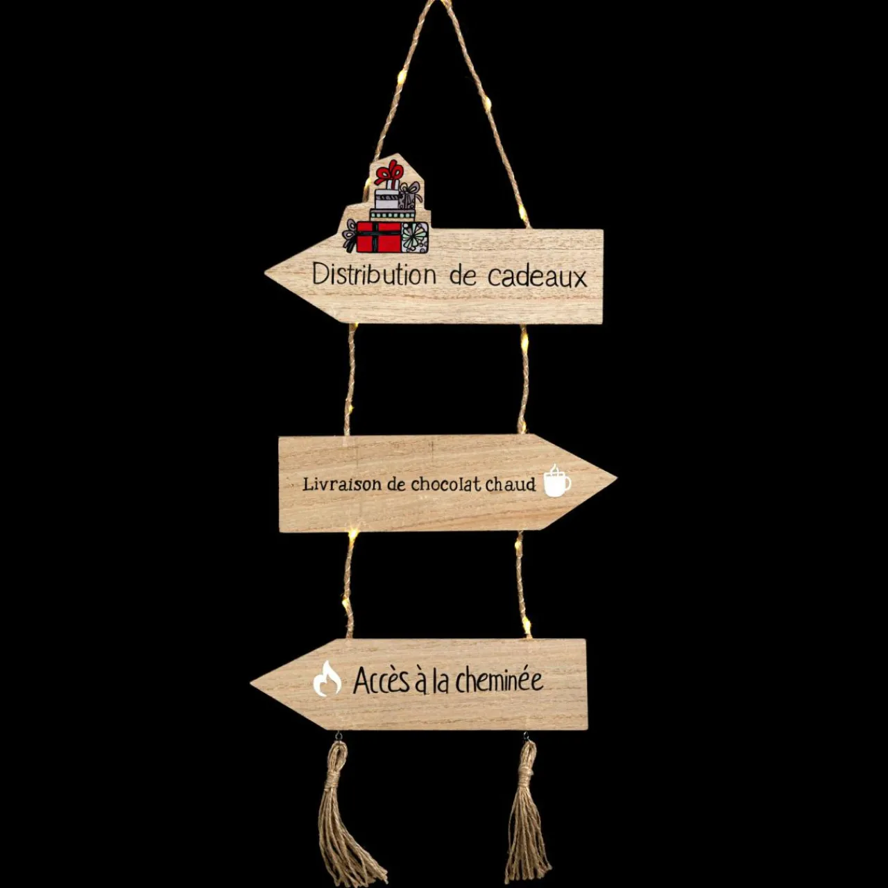 Déco Et Objet De Noël|Feeric Lights & Christmas Pancarte lumineuse à piles (H65 cm) Distribution de cadeaux Blanc chaud