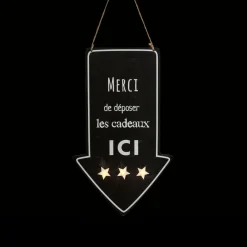 Déco Et Objet De Noël|Déco Et Objet Lumineux|Feeric Lights & Christmas Pancarte lumineuse à piles (H40 cm) Dépôt de cadeaux Blanc chaud