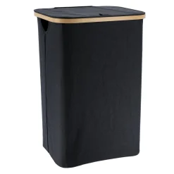 Panier Et Organisateur|Accessoire Salle De Bain|TENDANCE Panier à linge rectangulaire et pliable (H60 cm) Purebamboo Noir