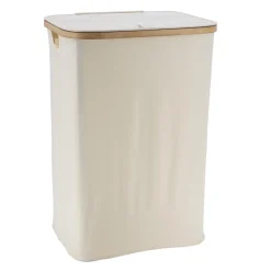 Panier Et Organisateur|Accessoire Salle De Bain|TENDANCE Panier à linge rectangulaire et pliable (H60 cm) Purebamboo Ecru