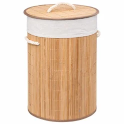 Panier Et Organisateur|Accessoire Salle De Bain|ATMOSPHERA Panier à linge rond Bambou Naturel
