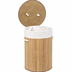 Panier Et Organisateur|Accessoire Salle De Bain|ATMOSPHERA Panier à linge rond Bambou Naturel