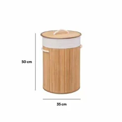 Panier Et Organisateur|Accessoire Salle De Bain|ATMOSPHERA Panier à linge rond Bambou Naturel