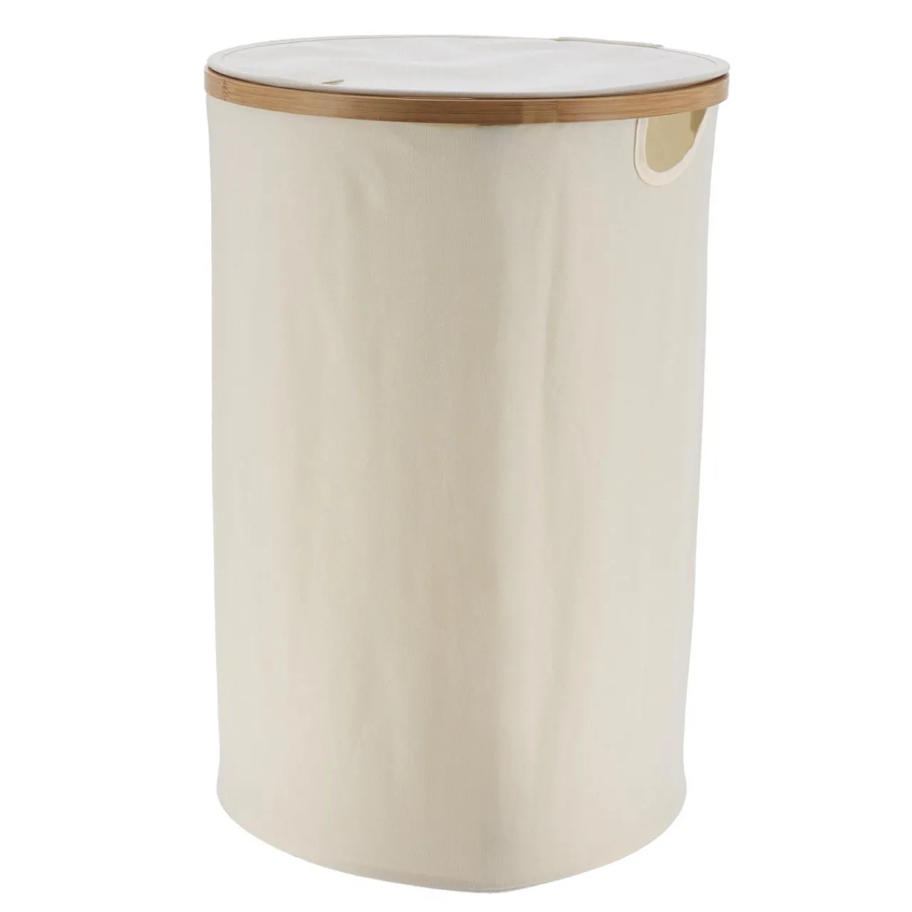 Panier Et Organisateur|Accessoire Salle De Bain|TENDANCE Panier à linge rond et pliable (H60 cm) Purebamboo Ecru