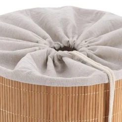 Panier Et Organisateur|Accessoire Salle De Bain|TENDANCE Panier à linge rond et pliable (H50 cm) Harmonie Naturel