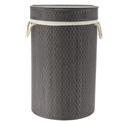 Panier Et Organisateur|Accessoire Salle De Bain|TENDANCE Panier à linge rond et pliable (H55 cm) Damier Gris
