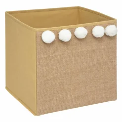 Rangement Enfant|Atmosphera cru017dateur d'intu017drieur for kids Panier de rangement enfant jute (29 x 29 cm) 5 Pompons Marron
