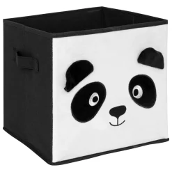 Rangement Enfant|Atmosphera cru017dateur d'intu017drieur for kids Panier de rangement enfant velours (29 x 29 cm) Panda Noir