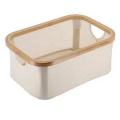 Panier Et Organisateur|Accessoire Salle De Bain|TENDANCE Panier de rangement pliable (L38 x H16 cm) Purebamboo Ecru