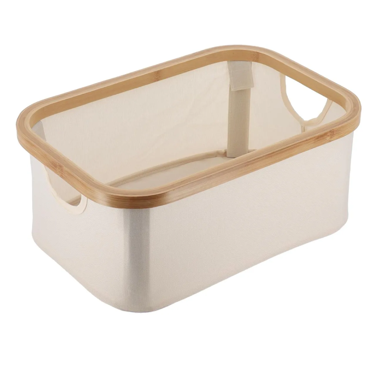 Panier Et Organisateur|Accessoire Salle De Bain|TENDANCE Panier de rangement pliable (L38 x H16 cm) Purebamboo Ecru