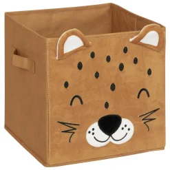 Rangement Enfant|Atmosphera cru017dateur d'intu017drieur for kids Panier de rangement pliant velours enfant (29 x 29 cm) Léo Marron