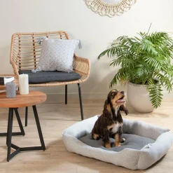 Panier, Coussin Et Plaid|LOVE STORY Panier rectangle pour chat et chien Graphène L60 cm Gris