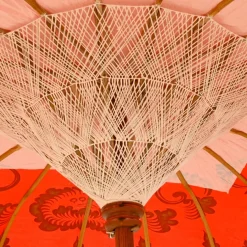 Parasol|KAEMINGK Parasol de jardin rond à franges (D2 m) Jaipur et dorure Rouge