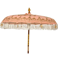 Parasol|KAEMINGK Parasol de jardin rond à franges (D2 m) Jaipur Beige rosé et dorure Nude