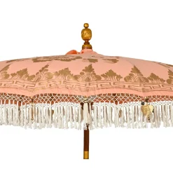 Parasol|KAEMINGK Parasol de jardin rond à franges (D2 m) Jaipur Beige rosé et dorure Nude