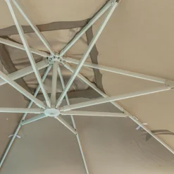 Parasol|MOBELLIA Parasol déporté rectangulaire aluminium (4 x 3 m) Yucatan Blanc et Taupe