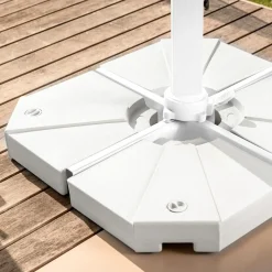 Parasol|MOBELLIA Parasol déporté rectangulaire aluminium (4 x 3 m) Yucatan Blanc et Taupe