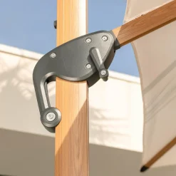 Parasol|MOBELLIA Parasol déporté rectangulaire aluminium (4 x 3 m) Yucatan effet Bois et blanc Effet bois - blanc