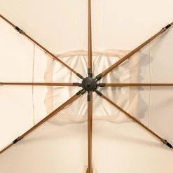 Parasol|MOBELLIA Parasol déporté rectangulaire aluminium (4 x 3 m) Yucatan effet Bois et blanc Effet bois - blanc