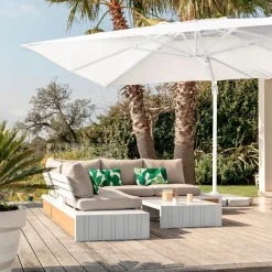 Parasol|MOBELLIA Parasol déporté rectangulaire aluminium (4 x 3 m) Yucatan Blanc