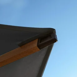 Parasol|MOBELLIA Parasol rond aluminium (D3,5 m) Yucatan effet Bois et gris anthracite Effet bois - gris anthracite