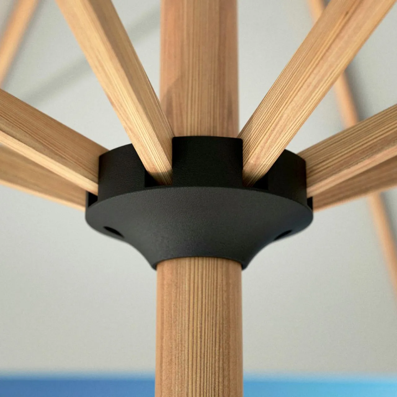 Parasol|MOBELLIA Parasol rond aluminium (D3,5 m) Yucatan effet Bois et blanc Effet bois - blanc