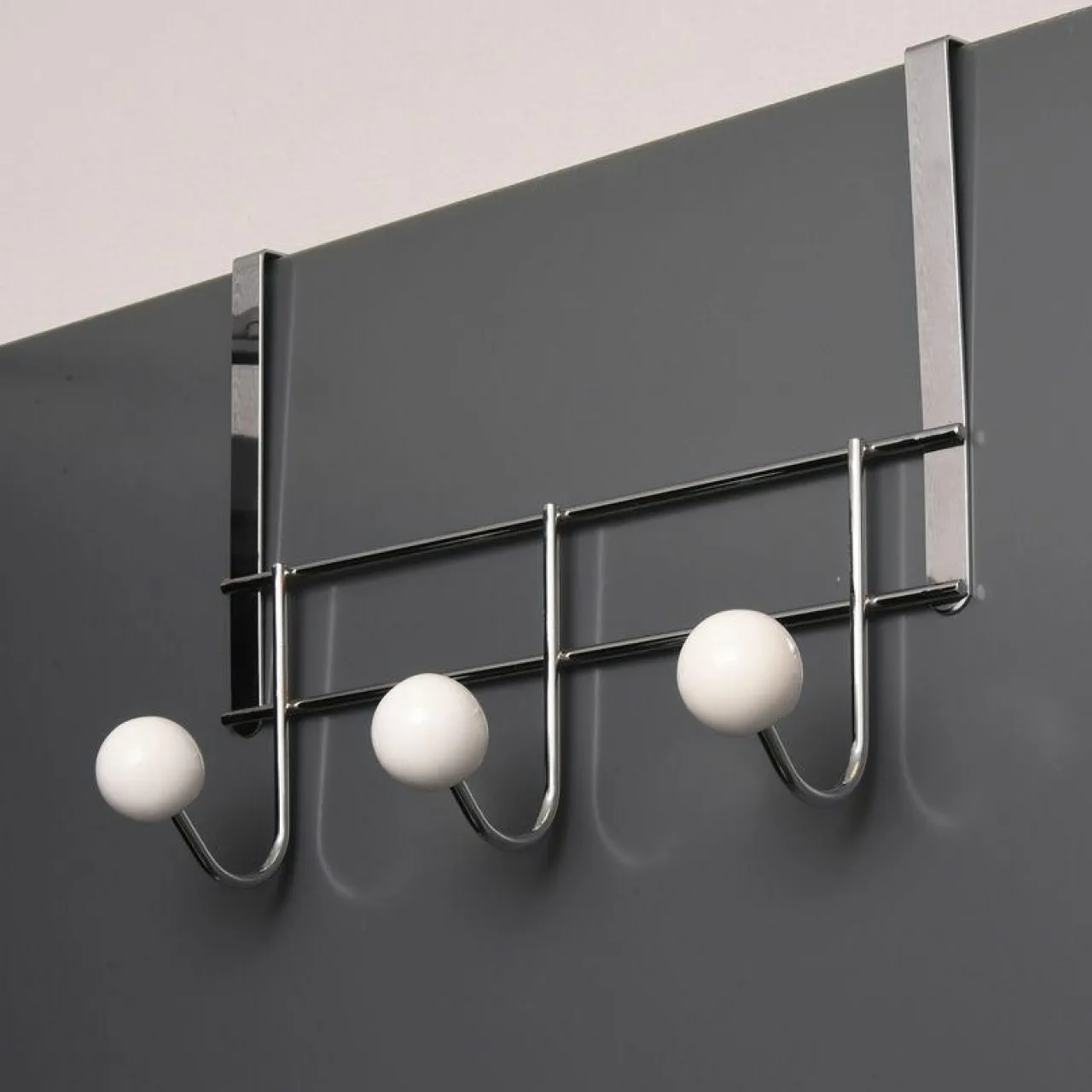 Rangement D'Entrée|TENDANCE Patère à suspendre 3 crochets Chrome - Blanc