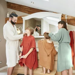 Linge De Bain|Peignoir|EMINZA Peignoir de bain gaze de coton S/M Gaïa Vert romarin