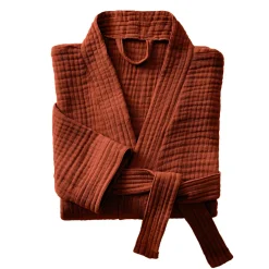 Linge De Bain|Peignoir|EMINZA Peignoir de bain gaze de coton S/M Gaïa Terracotta