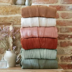 Linge De Bain|Peignoir|EMINZA Peignoir de bain gaze de coton L/XL Gaïa Camel