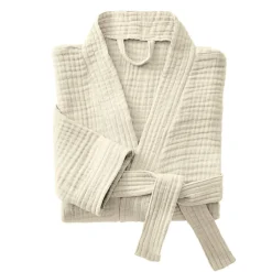 Linge De Bain|Peignoir|EMINZA Peignoir de bain gaze de coton S/M Gaïa pampa Beige