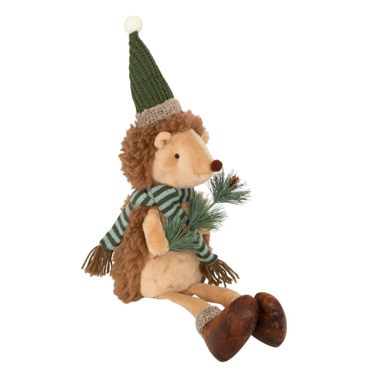 Personnage, Objet Grand Format|Père Noël, Animaux Et Personnage|JJA Peluche assise (H61cm) Hérisson de la forêt et vert Beige