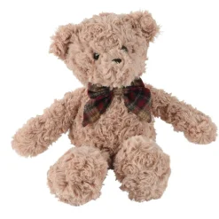 Père Noël, Animaux Et Personnage|Déco Et Objet De Noël|KAEMINGK Peluche douceur (H30 cm) Gaston et nœud papillon à carreaux Beige