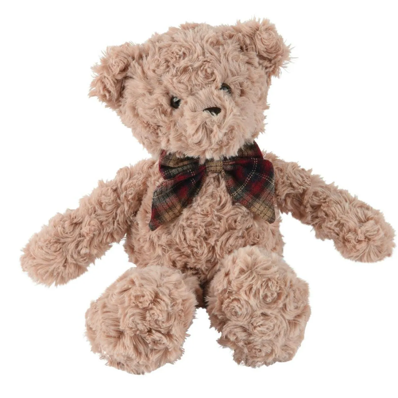 Père Noël, Animaux Et Personnage|Déco Et Objet De Noël|KAEMINGK Peluche douceur (H30 cm) Gaston et nœud papillon à carreaux Beige