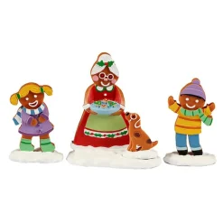 Village De Noël Lemax|LEMAX Personnages Mère Noël Pain d'épices et enfants