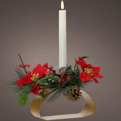 Centre De Table|Bougie Et Photophore|KAEMINGK Photophore avec bougie LED (H12 cm) Fleur de Noël Blanc chaud