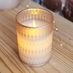 Bougie Et Photophore|KOOPMAN Photophore en verre avec bougie (H10 cm) Strim Rose