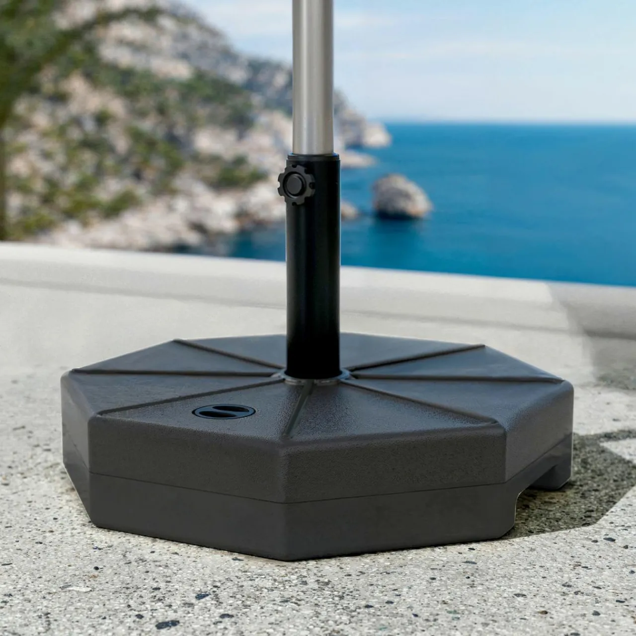 Pied Et Accessoires|MOBELLIA Pied de parasol universel à remplir 28L Noir