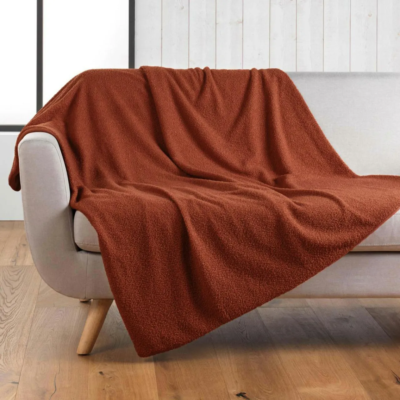 Plaid Et Jeté|douceur d'intu017drieur Plaid bouclette (180 x 220 cm) Wooly Terracotta