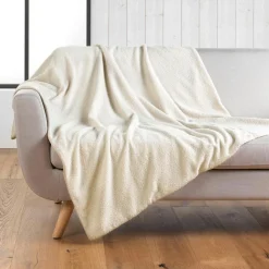 Plaid Et Jeté|douceur d'intu017drieur Plaid bouclette (180 x 220 cm) Wooly Ecru