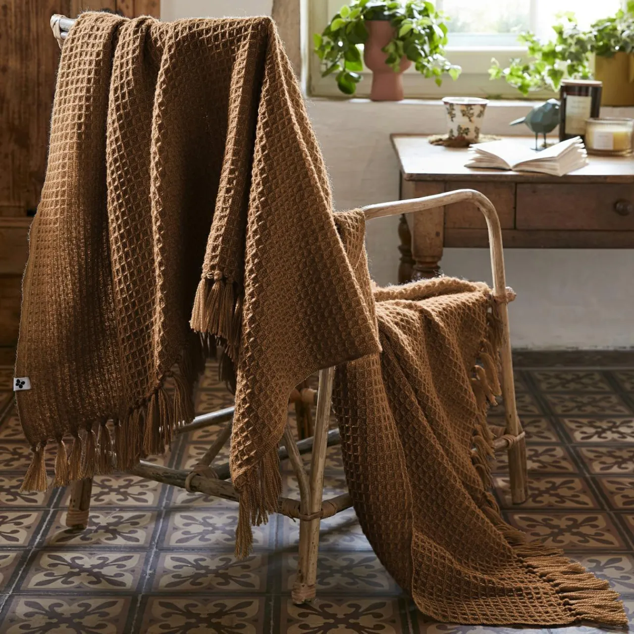 Plaid Et Jeté|Couvre-Lit Et Édredon|L'EFFET PAPILLON Plaid canapé matière recyclée (130 x 160 cm) Gabin Camel