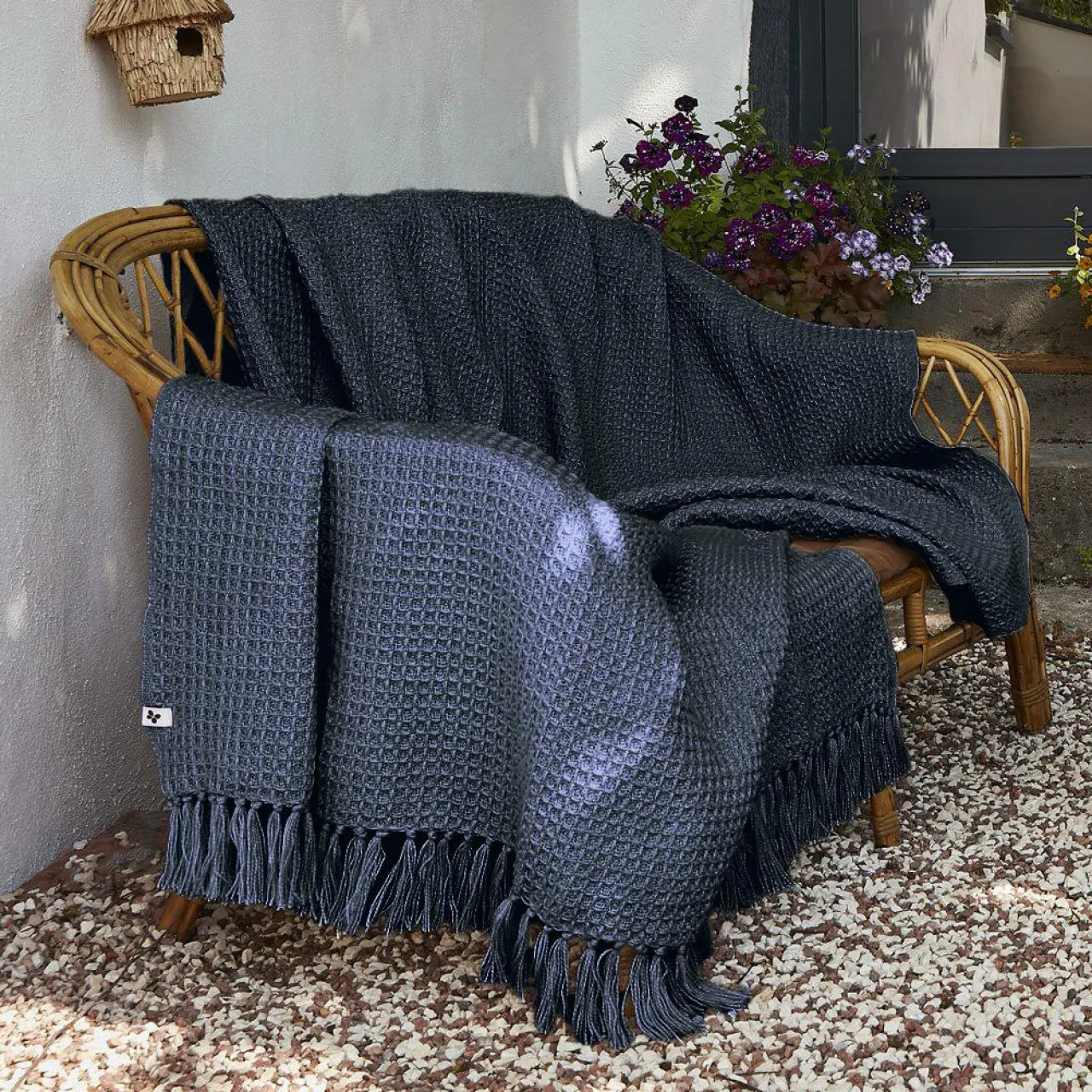 Plaid Et Jeté|Couvre-Lit Et Édredon|L'EFFET PAPILLON Plaid canapé matière recyclée (180 x 220 cm) Gabin Bleu nuit