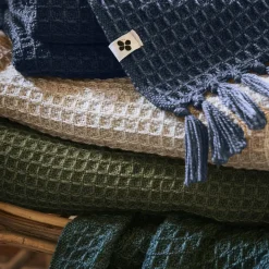 Plaid Et Jeté|Couvre-Lit Et Édredon|L'EFFET PAPILLON Plaid canapé matière recyclée (180 x 220 cm) Gabin Bleu nuit