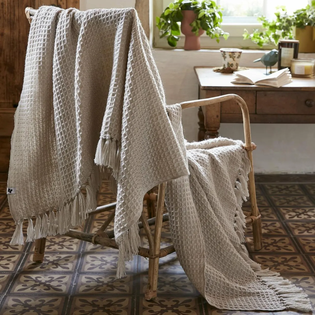 Plaid Et Jeté|Couvre-Lit Et Édredon|L'EFFET PAPILLON Plaid canapé matière recyclée (130 x 160 cm) Gabin pampa Beige