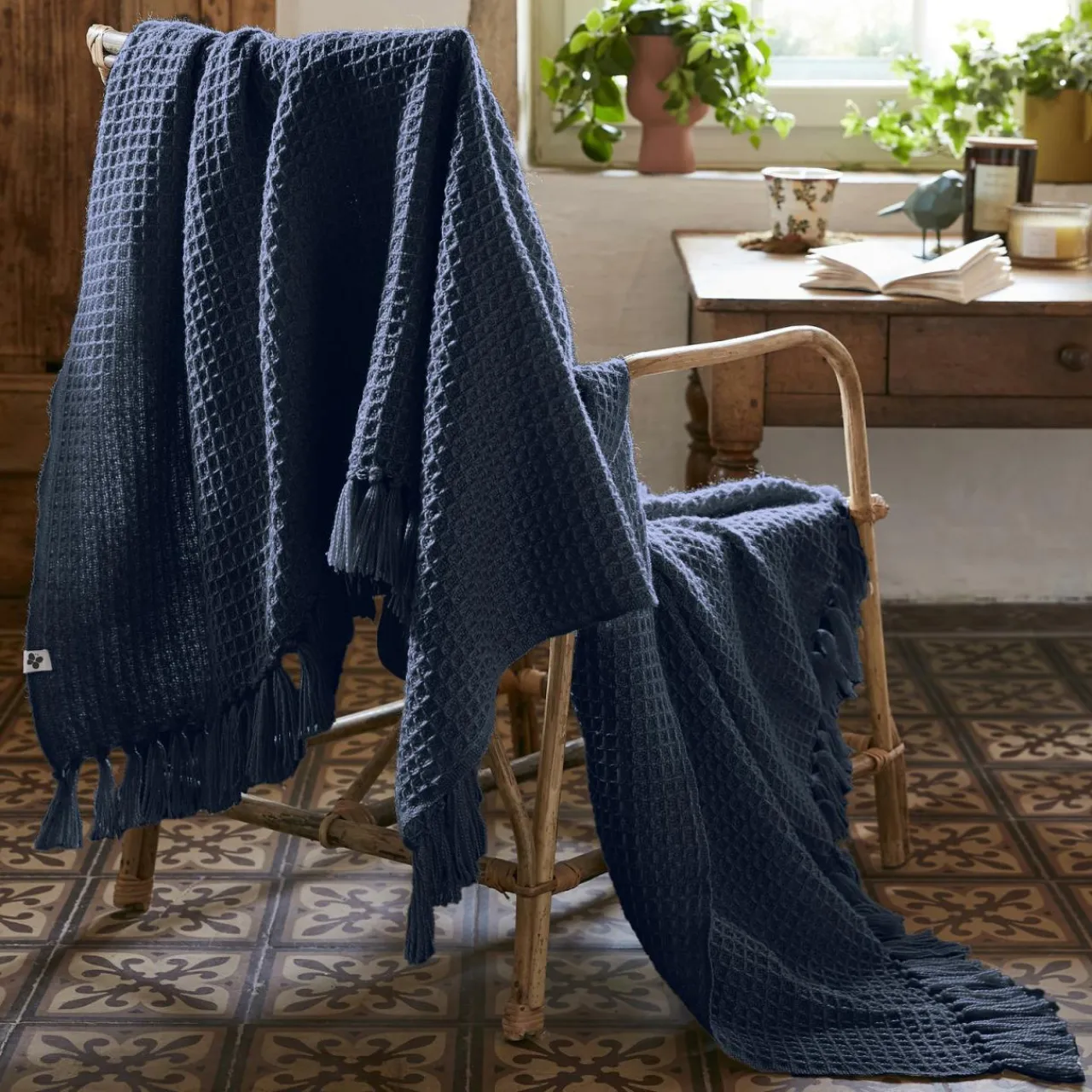 Plaid Et Jeté|Couvre-Lit Et Édredon|L'EFFET PAPILLON Plaid canapé matière recyclée (130 x 160 cm) Gabin Bleu nuit