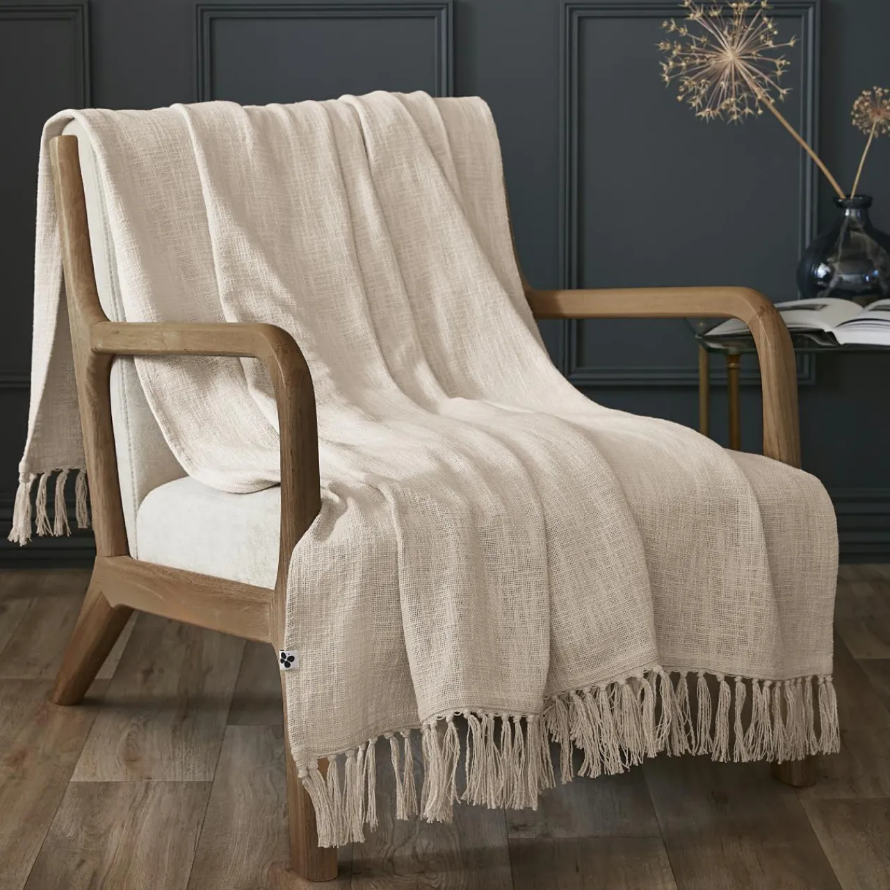 Plaid Et Jeté|L'EFFET PAPILLON Plaid coton (130 x 160 cm) Sixtine Beige