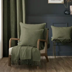 Plaid Et Jeté|L'EFFET PAPILLON Plaid coton (130 x 160 cm) Sixtine Vert romarin