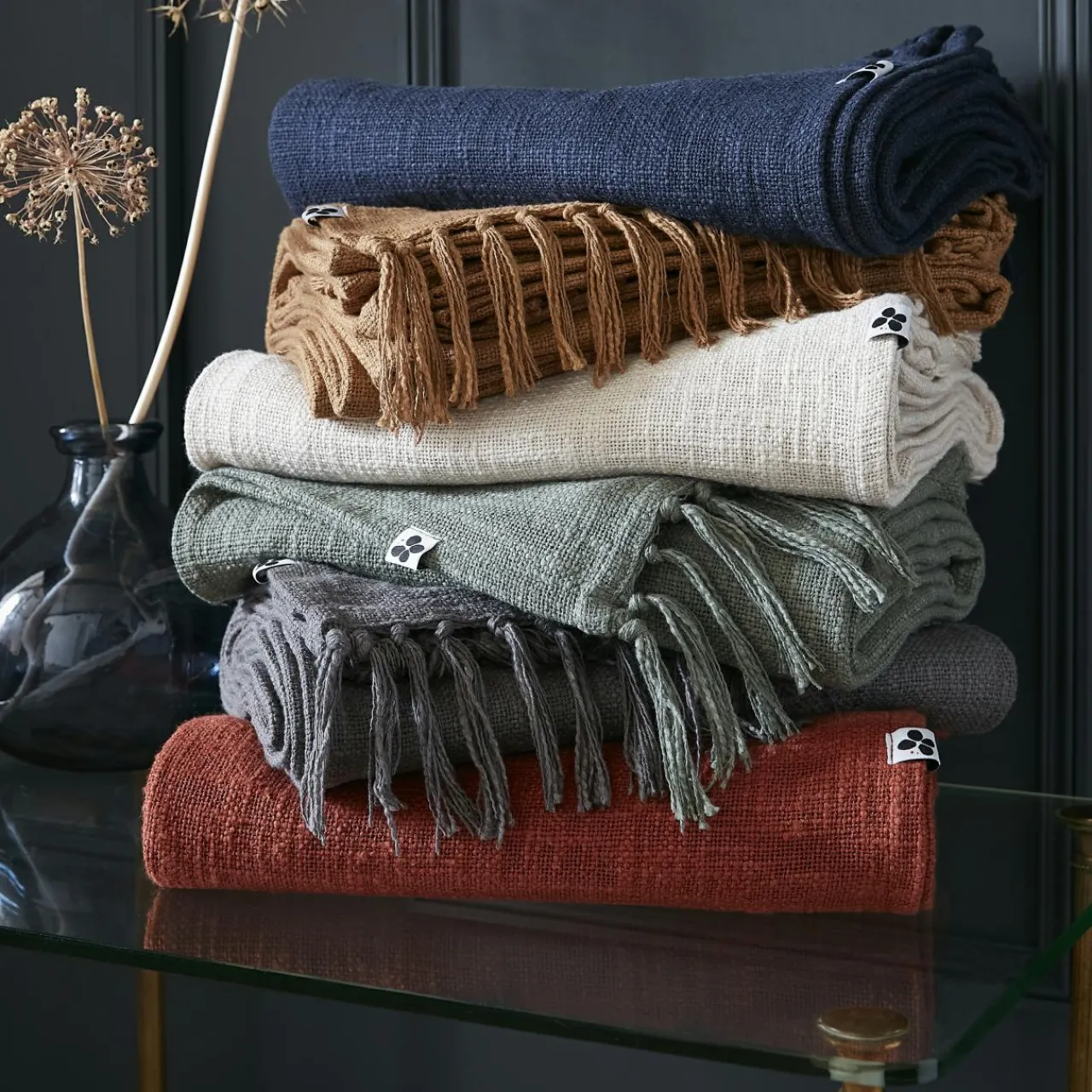 Plaid Et Jeté|L'EFFET PAPILLON Plaid coton (130 x 160 cm) Sixtine Camel