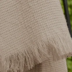 Plaid Et Jeté|EMINZA Plaid coton nid d'abeille (130 x 160 cm) Eva Ficelle