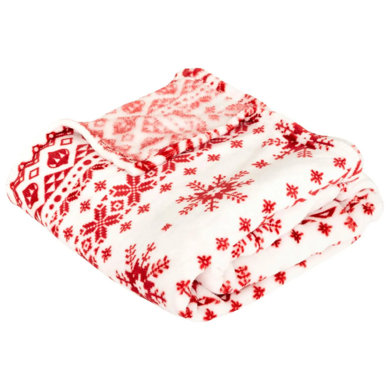 Plaid, Coussin Et Tapis De Noël|JJA Plaid de Noël (180 x 130 cm) Flocons de neige et blanc Rouge